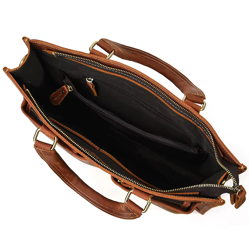 George | Men's Vintage Leather Travel Crossbody Messenger Bag