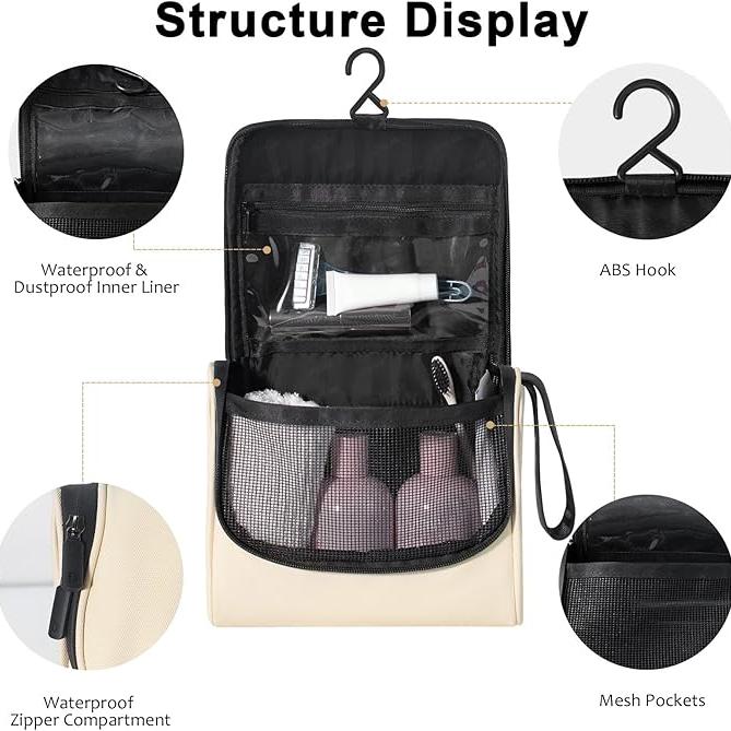 Alex | Large Capacity PU Leather Hanging Cosmetic Toiletry Travel Bag