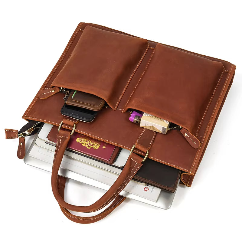 George | Men's Vintage Leather Travel Crossbody Messenger Bag