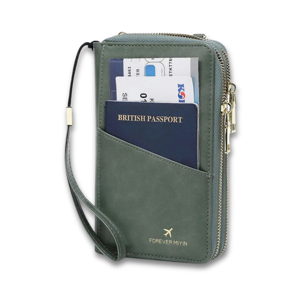 Sophia | RFID Blocking Passport Holder Travel Wallet with Strap