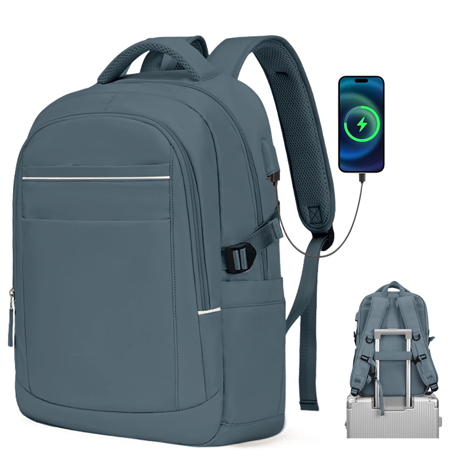 Alex | Large Business Travel Laptop Carry On Backpack with USB Charging Port