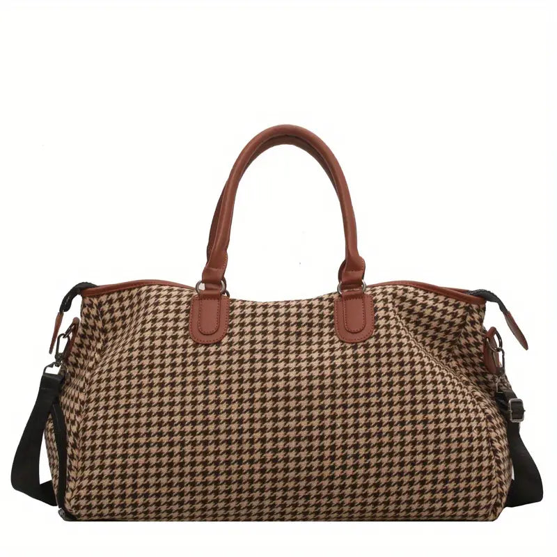 Ellen | Waterproof Leather Plaid Garment Duffle Bag