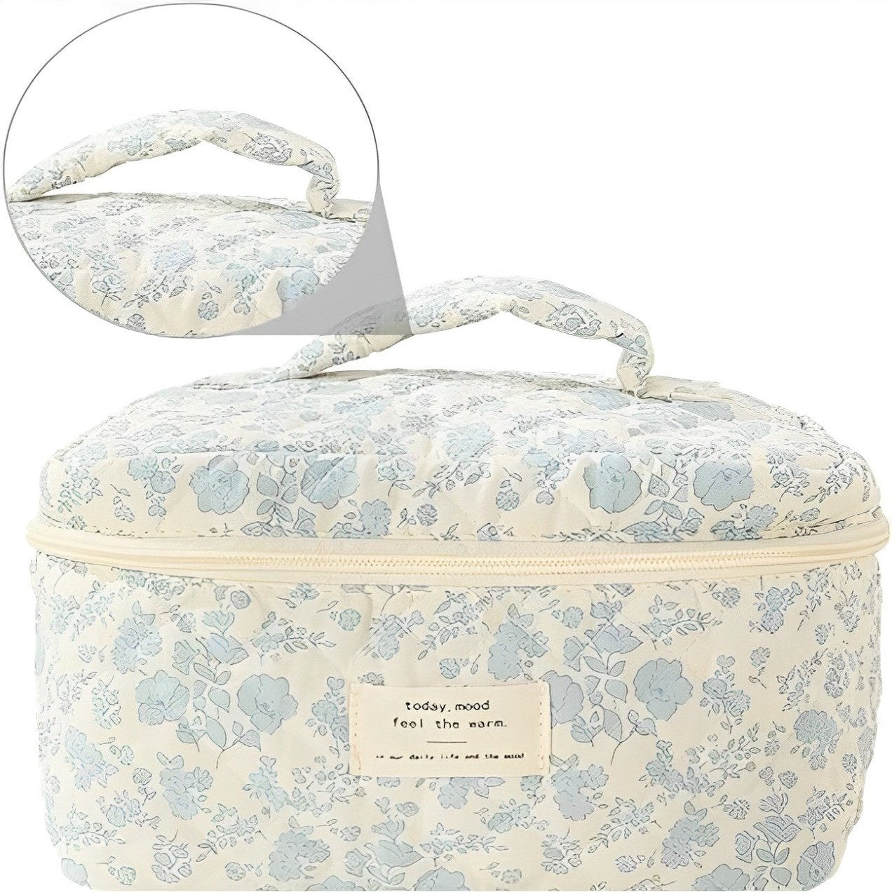 Ella | Women's Large Floral Quilted Cosmetic Makeup Bag