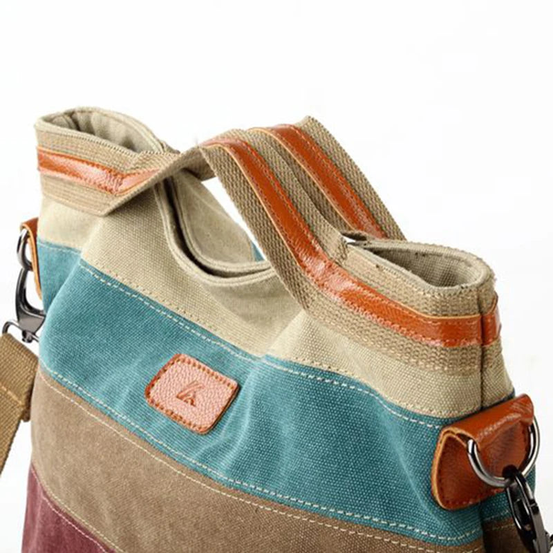 Oliver | Canvas Stripes Crossbody Messenger Handbag