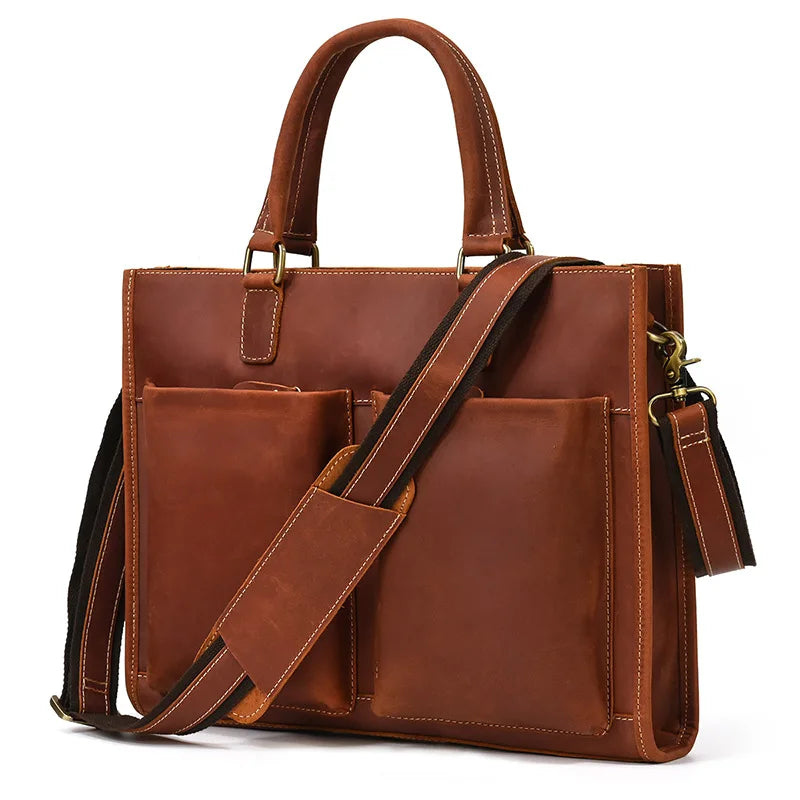 George | Men's Vintage Leather Travel Crossbody Messenger Bag