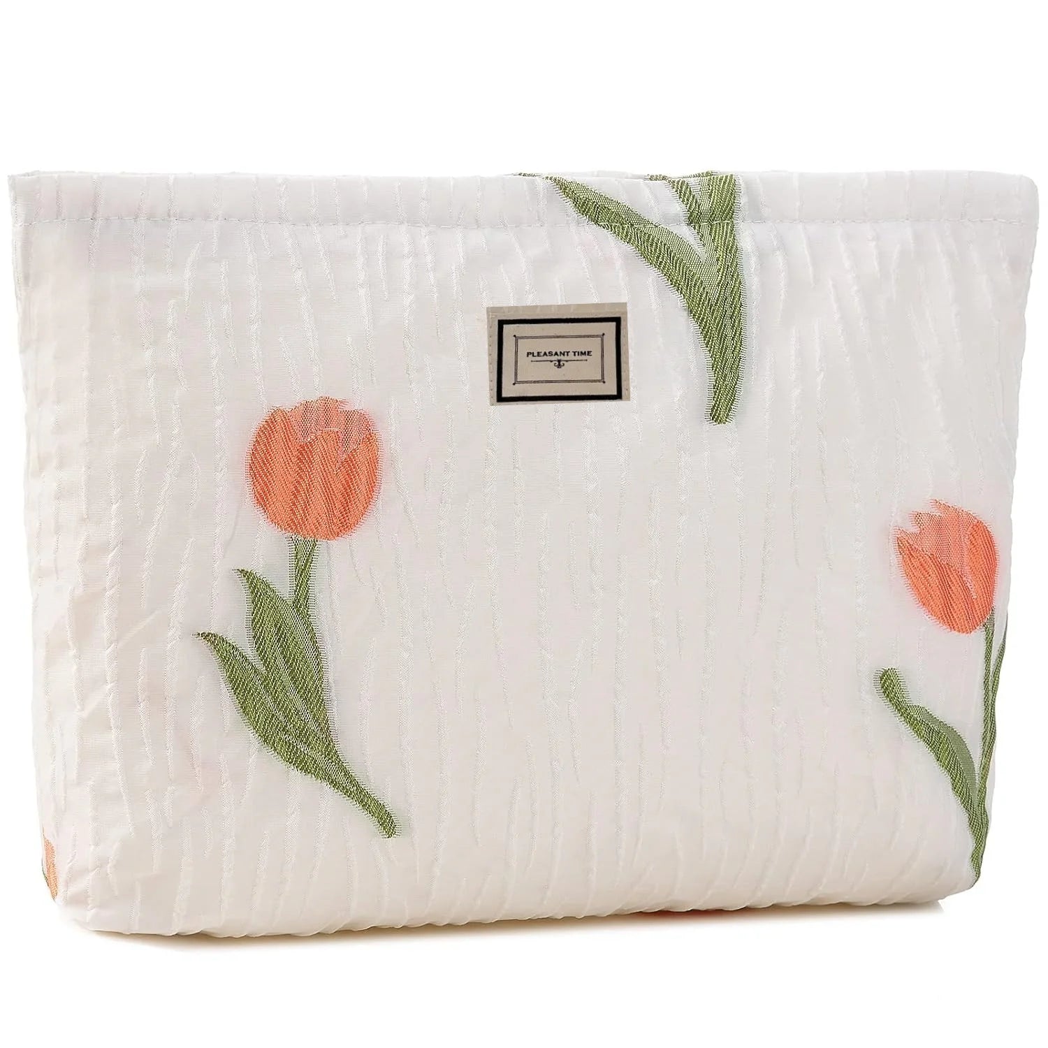 Everly | Tulip Floral Quilted Canvas Cosmetic Makeup Bag