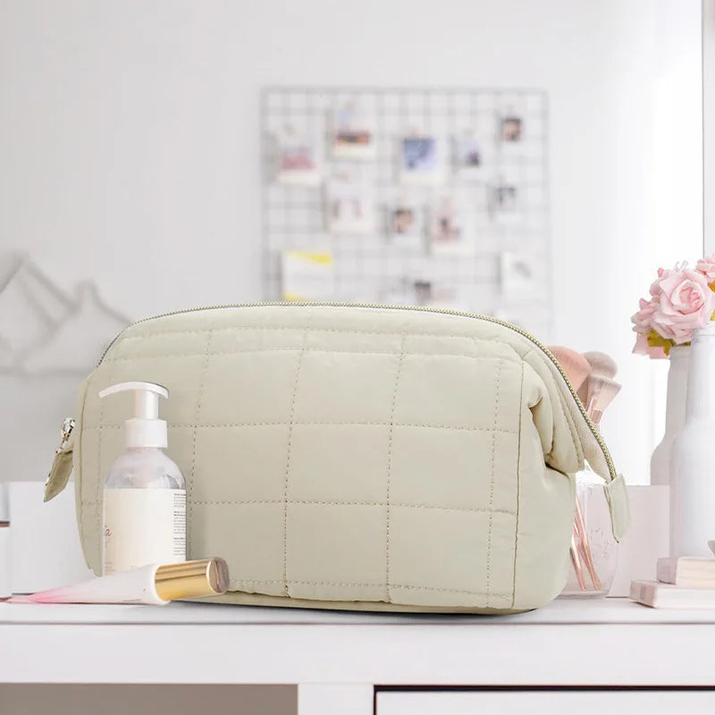 Marie | Soft Quilted Travel Cosmetic Makeup Toiletry Bag