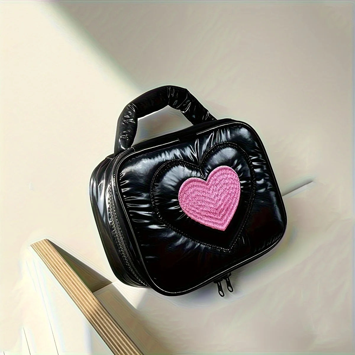 Penelope | Heart Embroidery Travel Cosmetic Makeup Toiletry Bag