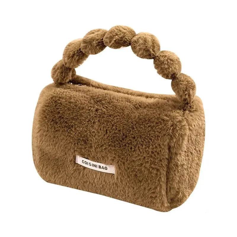 Gianna | Winter Plush Large Opening Cosmetic Makeup Pouch Bag