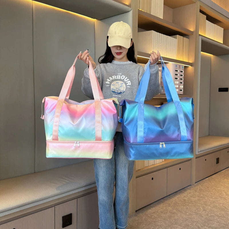 Aurora | Holographic Nylon Weekender Travel Garment Duffle Bag