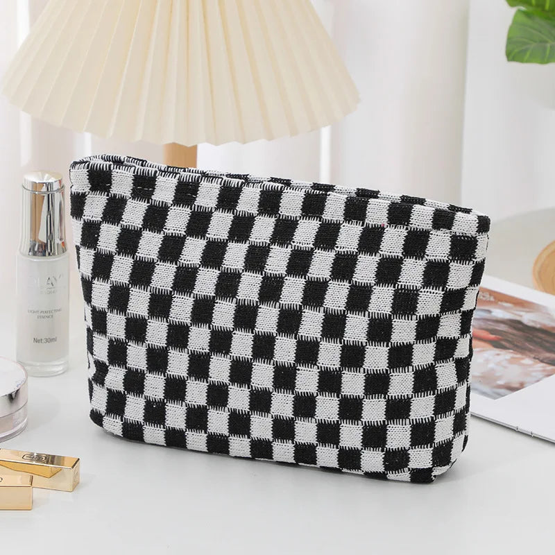 Emersyn | Checkered Aesthetic Cosmetic Makeup Bag