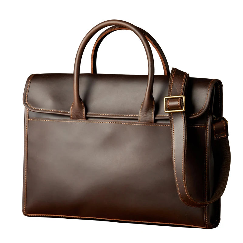 Nathan | Men's Genuine Leather Business Briefcase Crossbody Messenger Bag