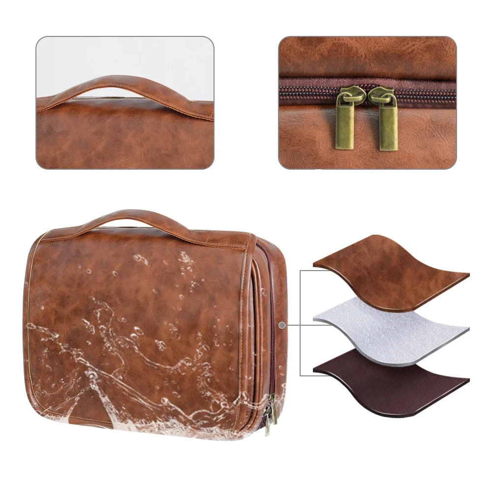 Nina | High-Capacity Cosmetic Toiletry Travel Leather Bag