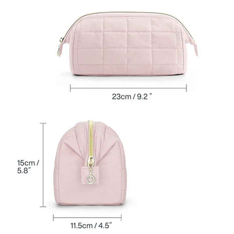 Marie | Soft Quilted Travel Cosmetic Makeup Toiletry Bag