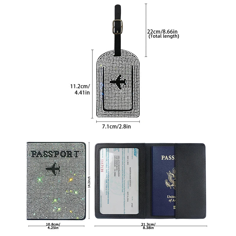 Marie | Glittering Passport Holder & Luggage Tag Set