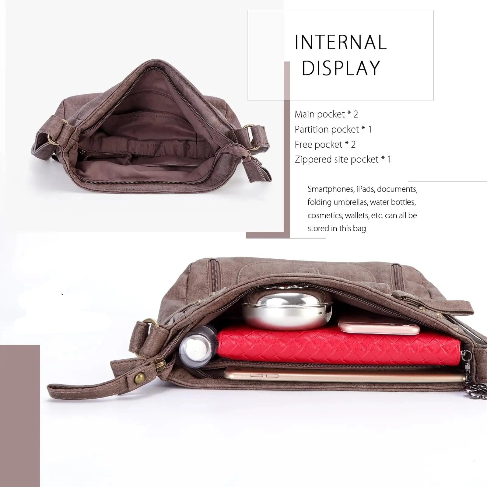 Sienna | Women's Multi-Pocket PU Leather Crossbody Messenger Bag