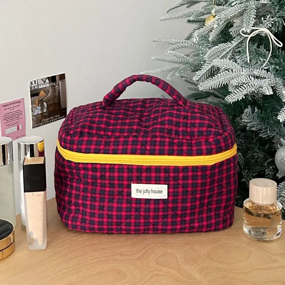 Brooklyn | Plaid Cotton Cosmetic Makeup Travel Bag