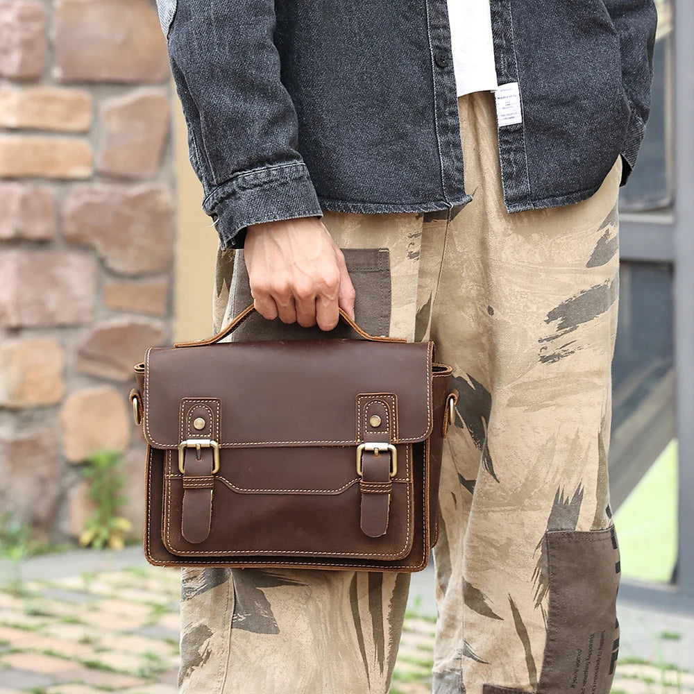 James | Men's Casual Leather Crossbody Messenger Satchel Bag