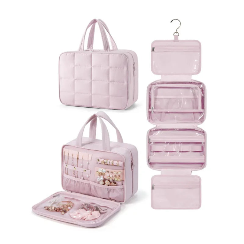 Emma | Travel Cosmetic Makeup Toiletry Bag with Jewelry Organiser