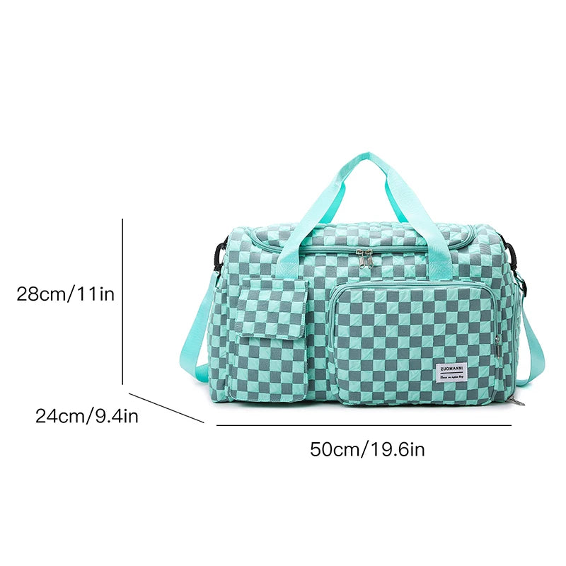 Isla | Large Checkerboard Weekender Overnight Travel Duffle Bag