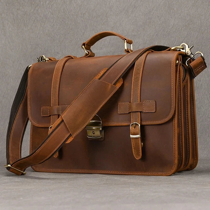 Henry | Men's Leather Crossbody Messenger Laptop Travel Bag