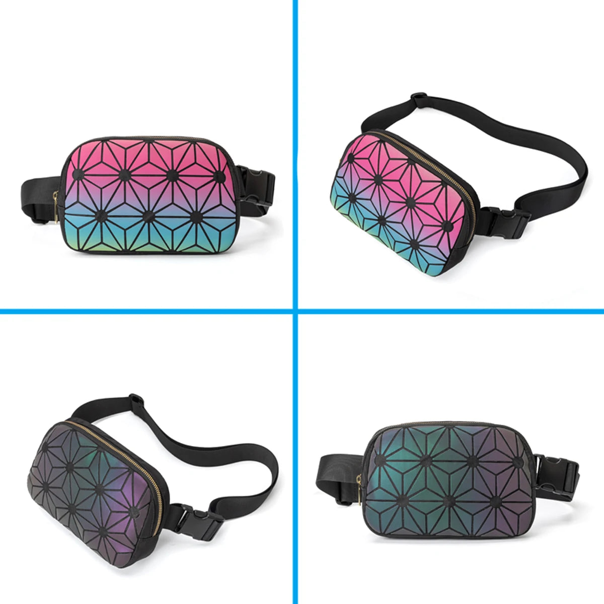 Luna | Holographic Geometric Travel Crossbody Waist Bum Bag