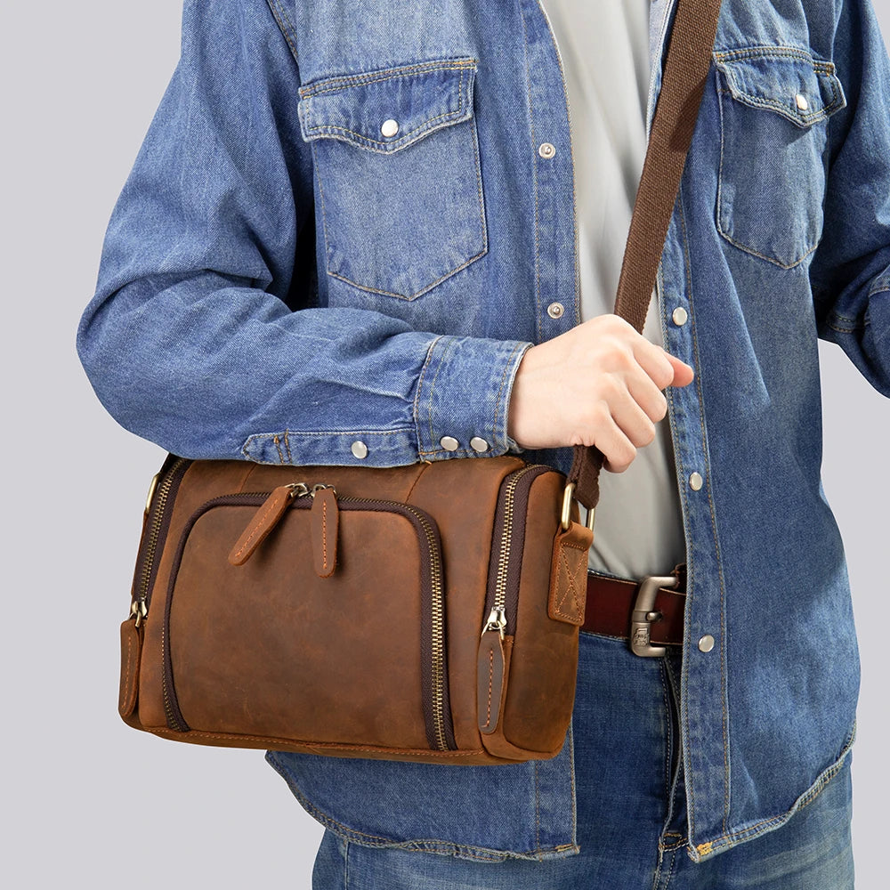 Ethan | Men's Vintage Leather Crossbody Sling Travel Bag