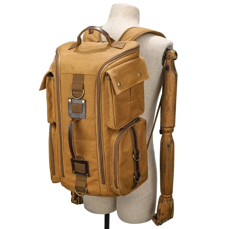 Harper | Spacious Canvas Travel Hiking Carry On Rucksack Laptop Backpack