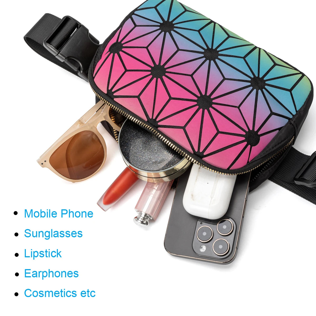 Luna | Holographic Geometric Travel Crossbody Waist Bum Bag