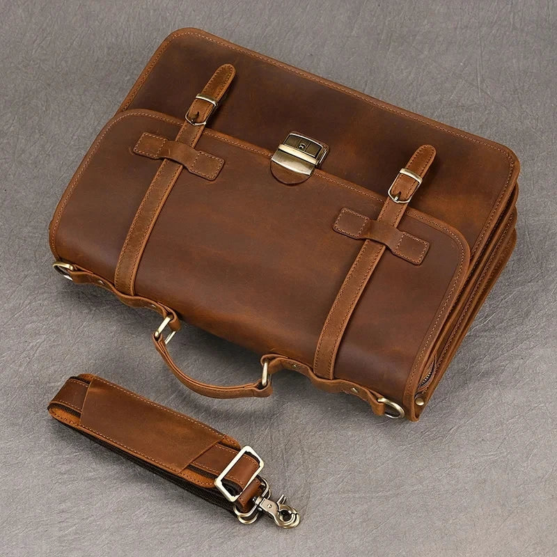 Henry | Men's Leather Crossbody Messenger Laptop Travel Bag