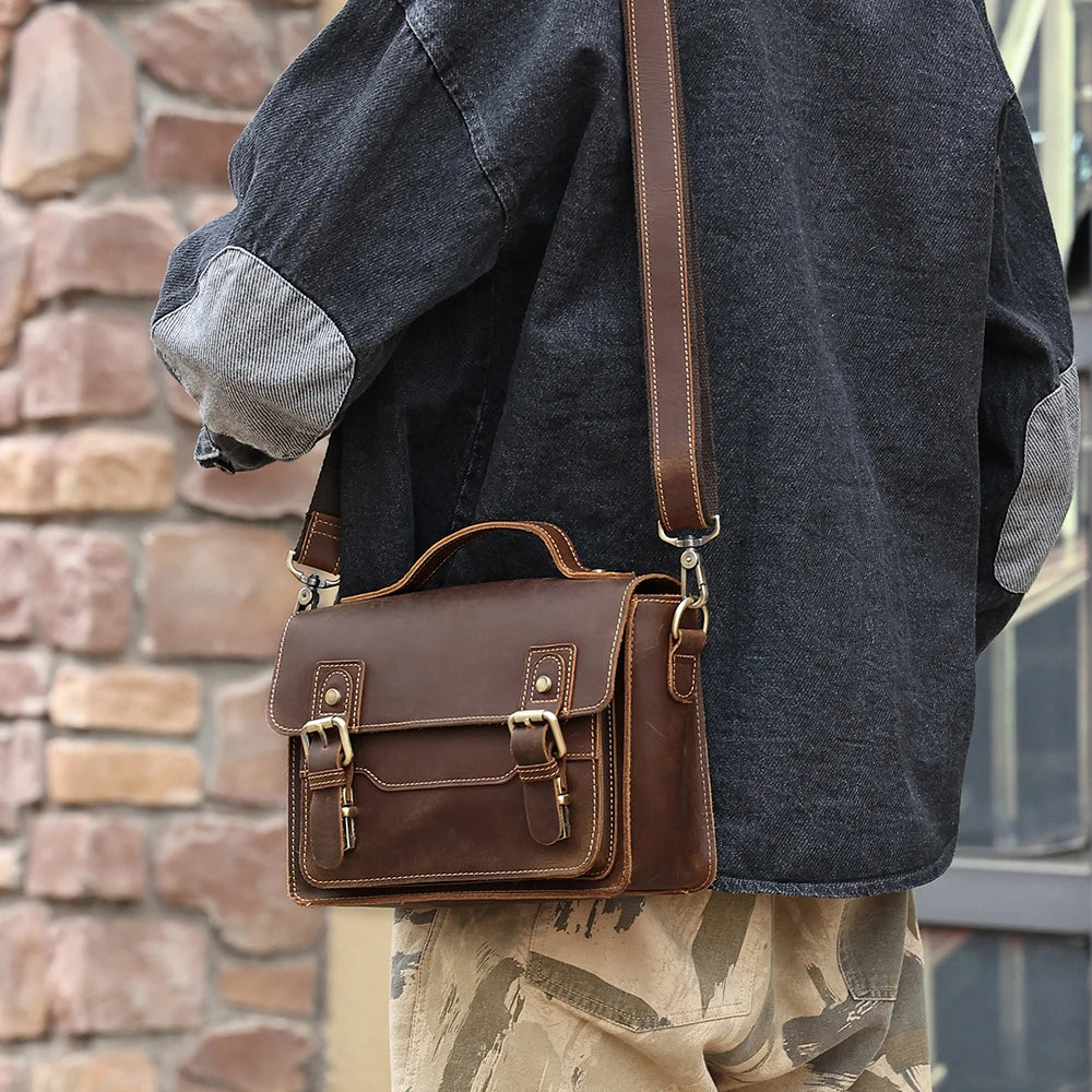 James | Men's Casual Leather Crossbody Messenger Satchel Bag