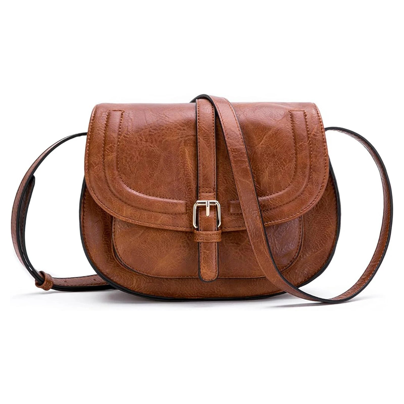 Elizabeth | Women's Vintage PU Leather Saddle Crossbody Handbag