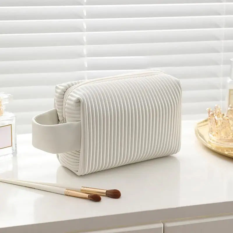 Isabelle | Large Waterproof Leather Makeup Cosmetic Bag