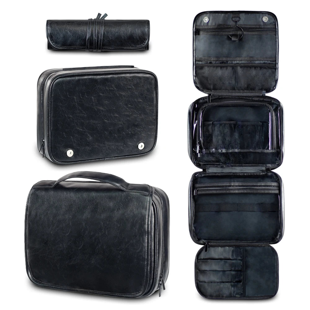 Nina | High-Capacity Cosmetic Toiletry Travel Leather Bag