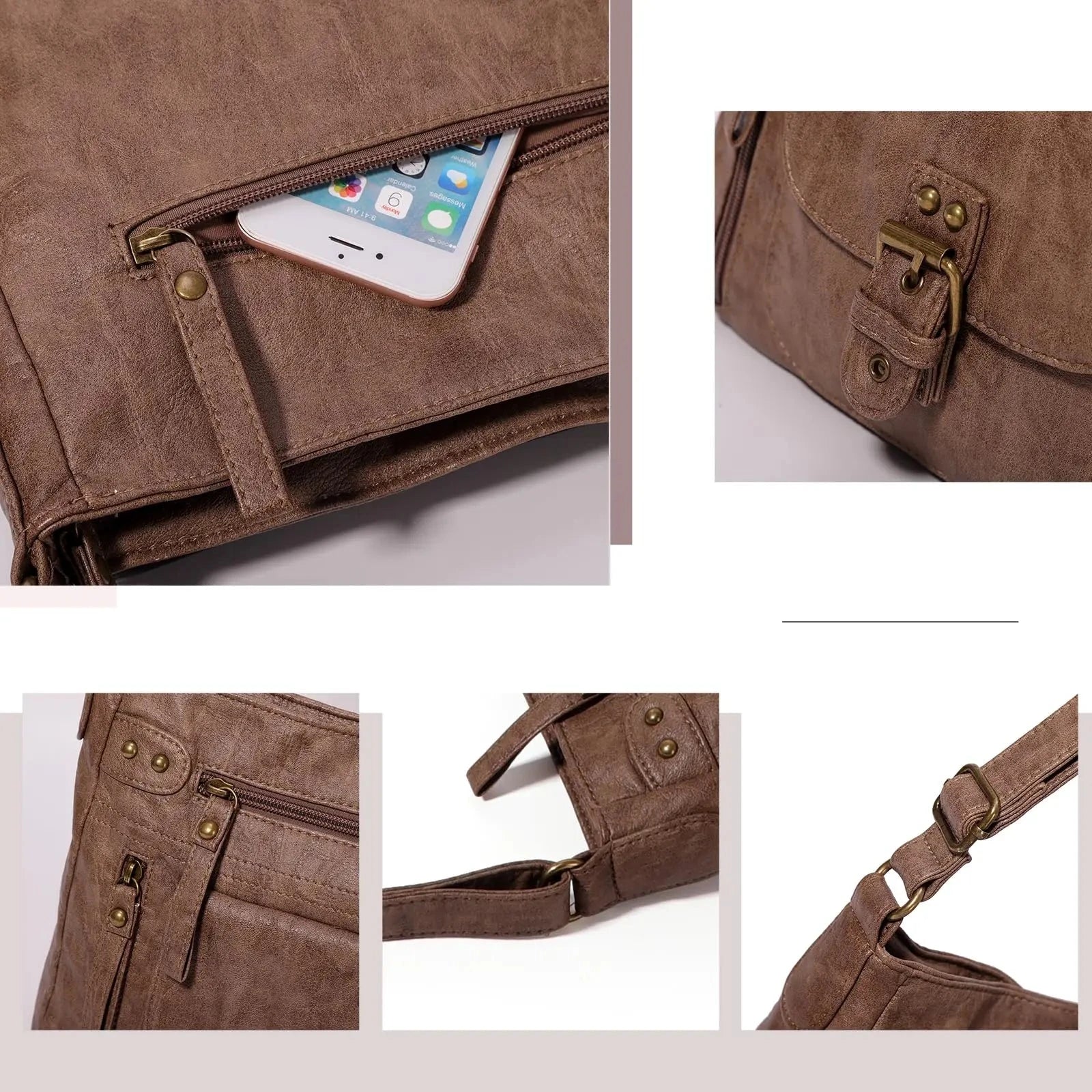 Sienna | Women's Multi-Pocket PU Leather Crossbody Messenger Bag