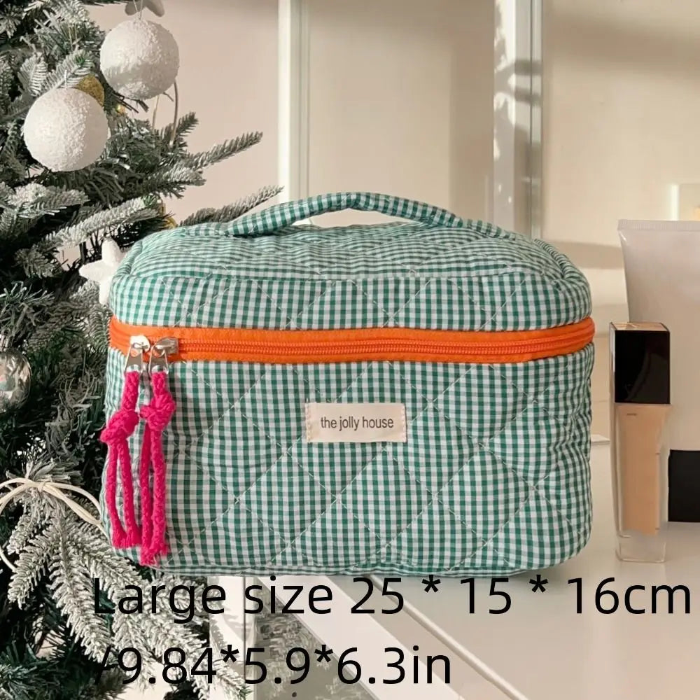 Brooklyn | Plaid Cotton Cosmetic Makeup Travel Bag