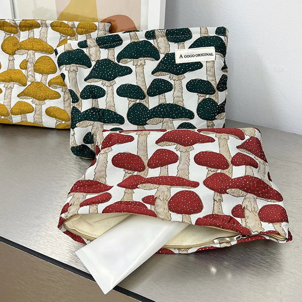 Ellie | Cute Mushroom Print Toiletry Cosmetic Makeup Bag