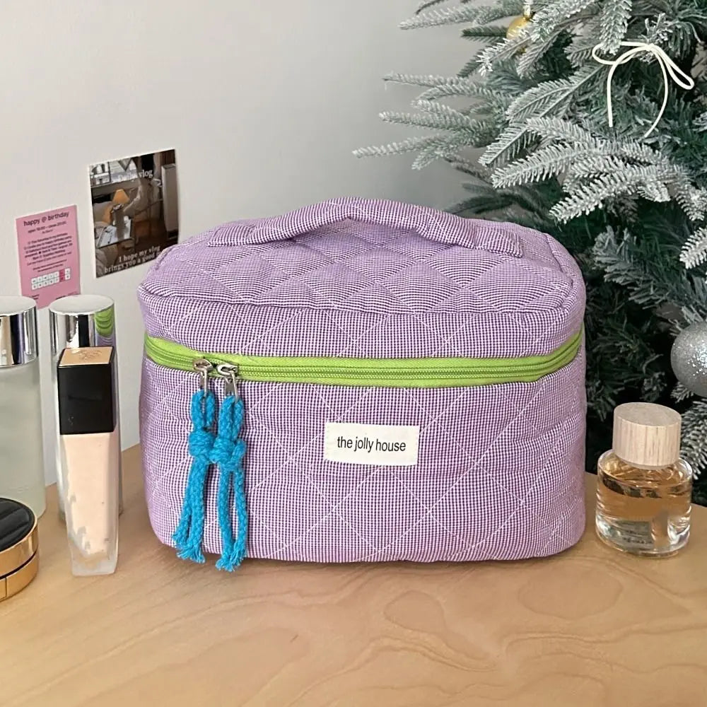 Brooklyn | Plaid Cotton Cosmetic Makeup Travel Bag