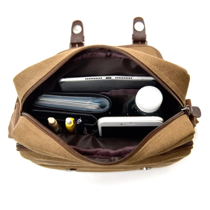 Nicolo | Small Multi-Pocket Canvas Crossbody Messenger Bag