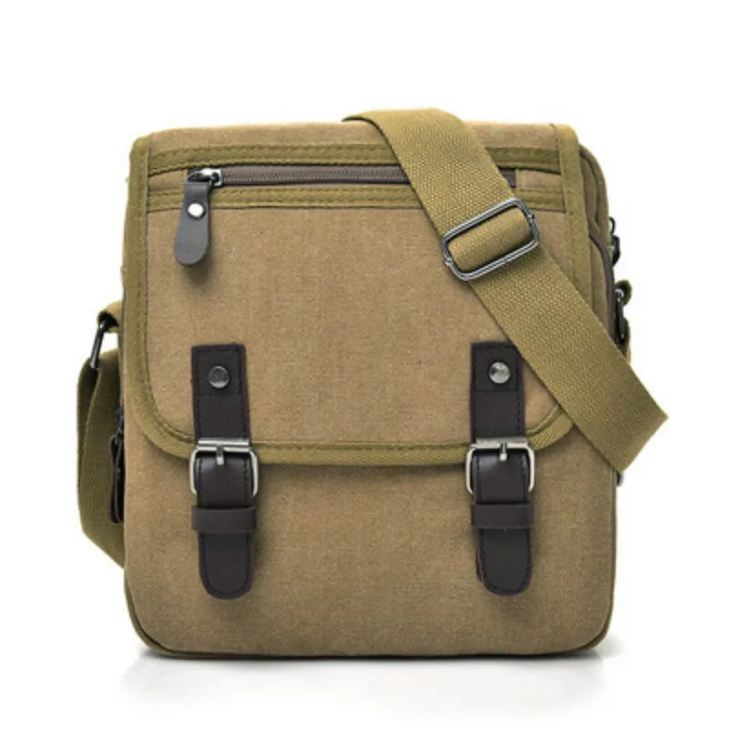 Nicolo | Small Multi-Pocket Canvas Crossbody Messenger Bag