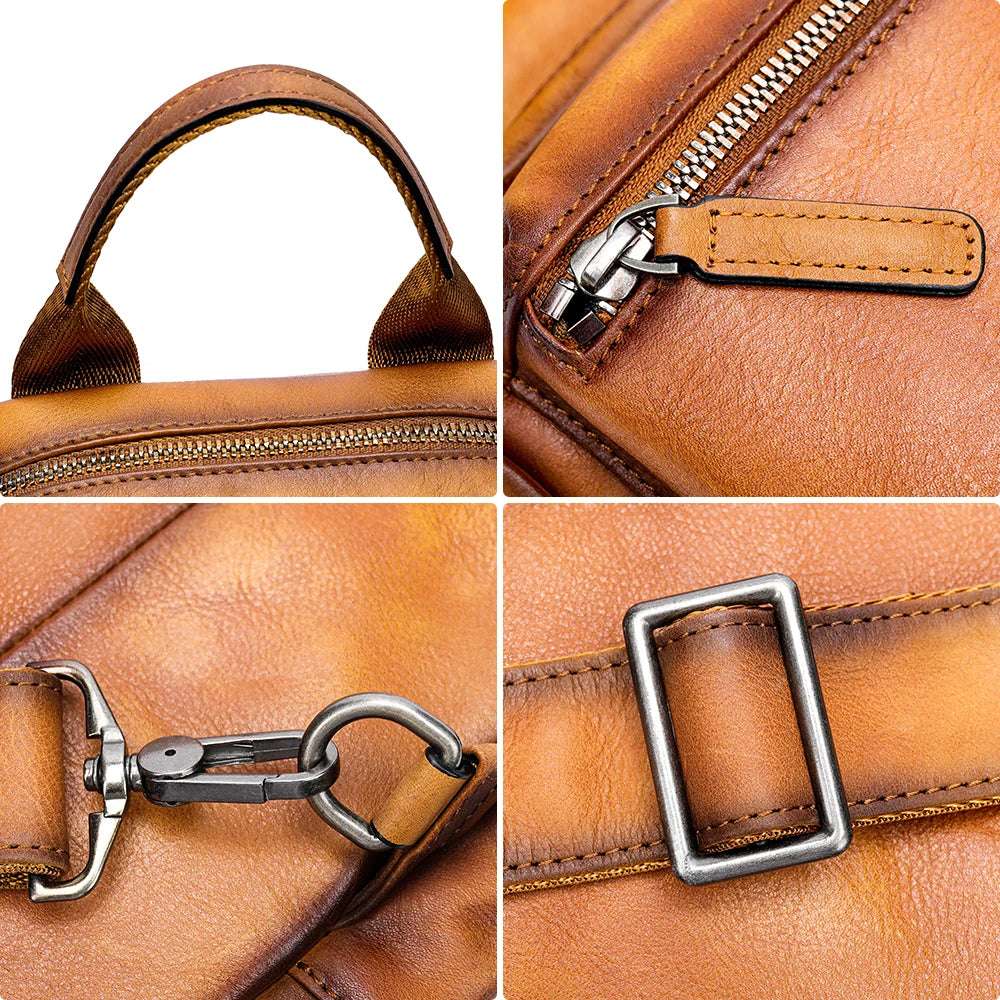 Oliver | Vintage Cowhide Leather Crossbody Sling Travel Bag