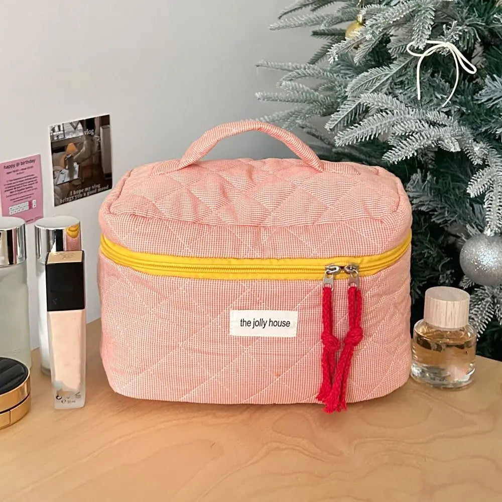 Brooklyn | Plaid Cotton Cosmetic Makeup Travel Bag