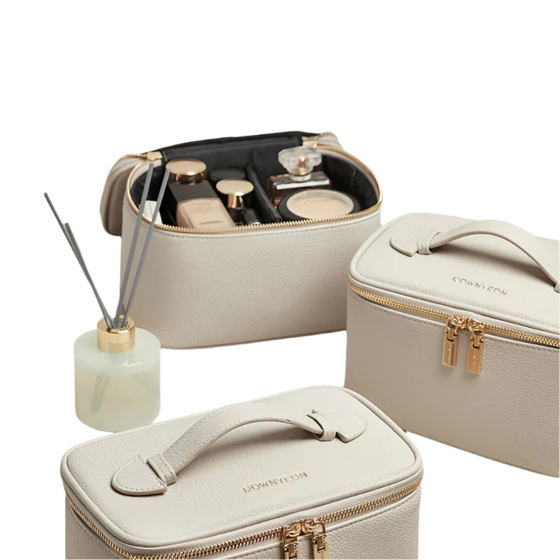 Bella | Women's Deluxe Leather Travel Makeup Cosmetic Bag