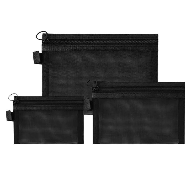 Nina | 3pcs Nylon Mesh Cosmetic Makeup Toiletry Bag Set