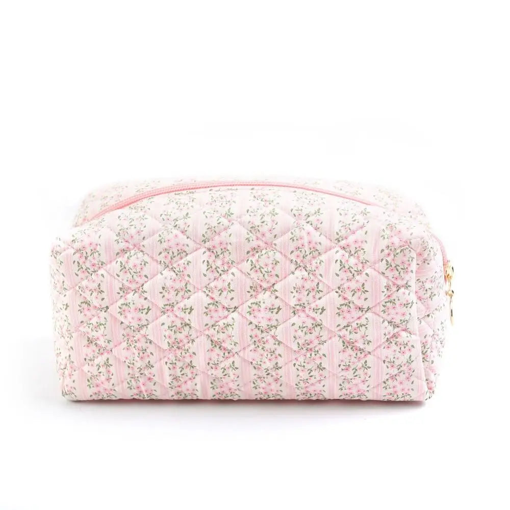 Clara | Women's Puffy Quilted Floral Makeup Cosmetic Bag