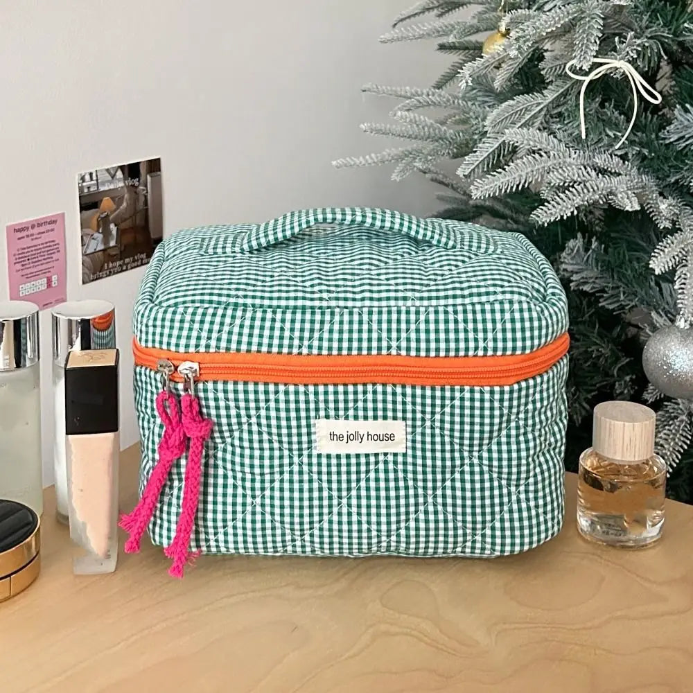 Brooklyn | Plaid Cotton Cosmetic Makeup Travel Bag