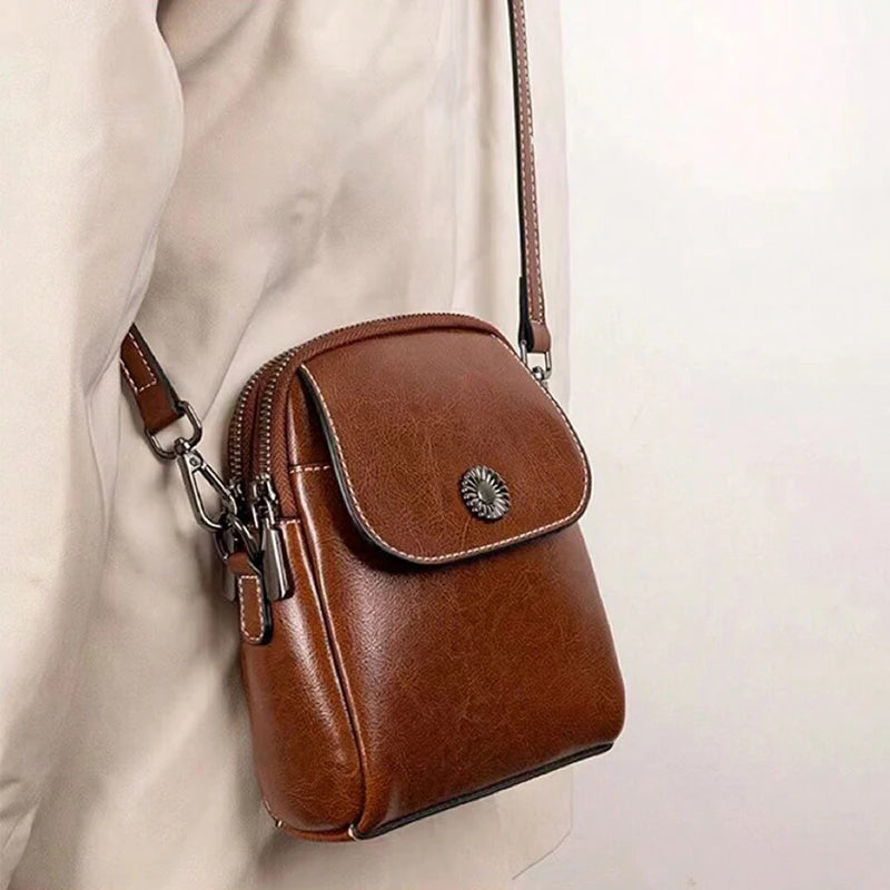 Olivia | Women's Vintage Leather Small Crossbody Sling Bag