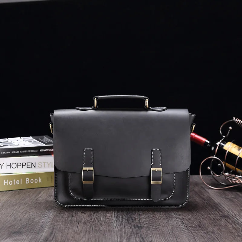 Henry | Retro PU Leather Briefcase Crossbody Messenger Handbag