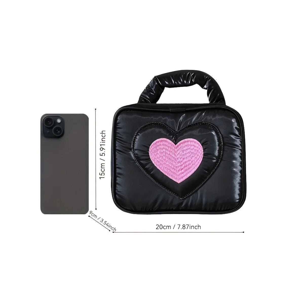 Penelope | Heart Embroidery Travel Cosmetic Makeup Toiletry Bag