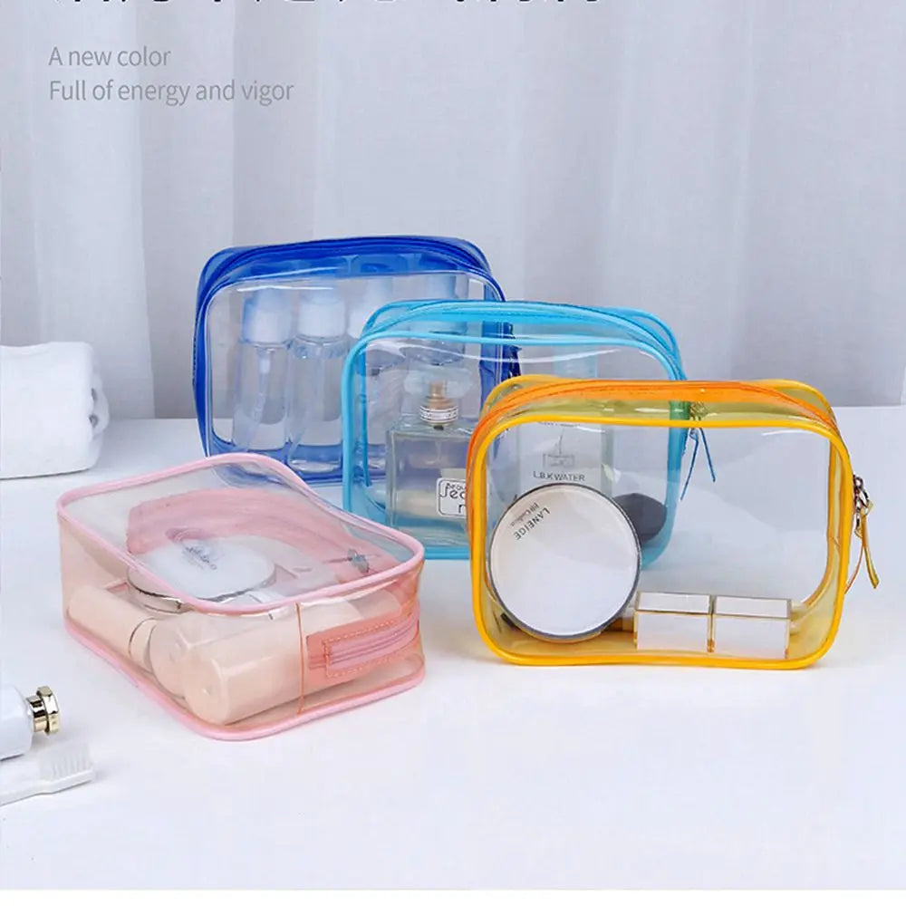 Sam | Clear Plastic Zippered Toiletry Makeup Cosmetic Carry Pouch Bag